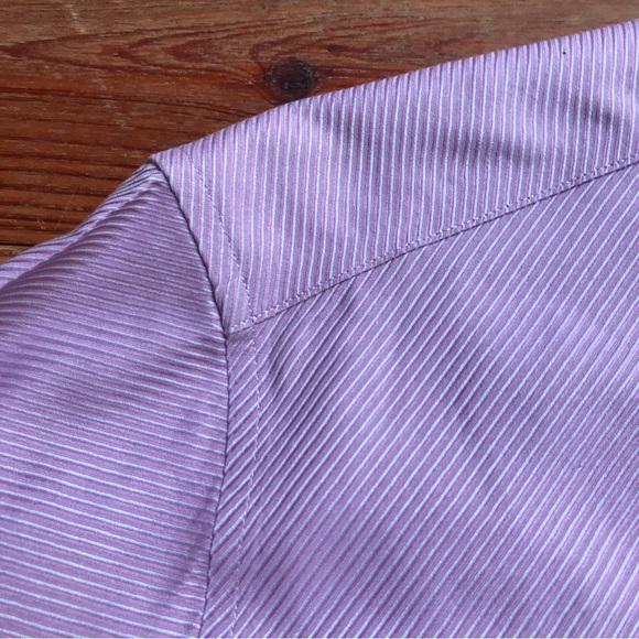 Talbots Purple Striped Button Down Wrinkle Resistant Button Down Top, EUC, 6 - Picture 6 of 15